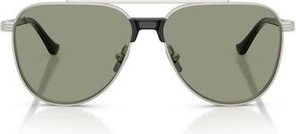 Ferrari 59mm Pilot Sunglasses in Silver Matte /Dark Green Red at Nordstrom