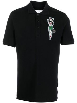 Philipp Plein logo-patch polo shirt - Black