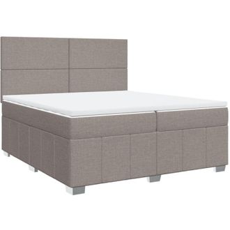 vidaXL Cama Box Spring Con Colch&oacute;n Tela Gris Taupe 200x200 Cm Vidaxl