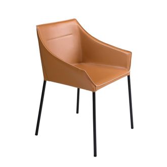 Angel Cerd&aacute; Brown Leatherette Dining Chair Matte Black Legs