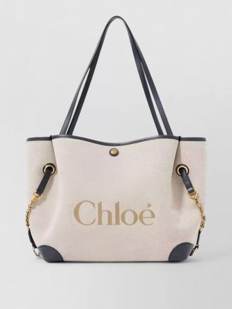 Chlo&eacute; tote bag chain detail contrast trim
