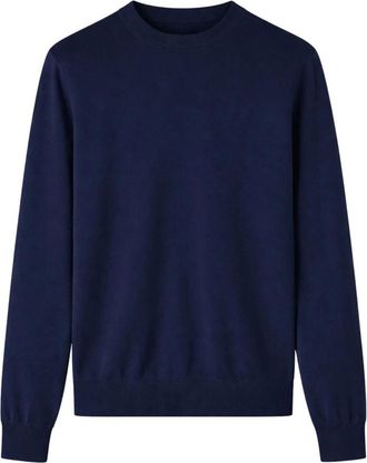 Paolo Pecora Rondgebreide trui - Heren - Ronde hals truien - Blauw - 2XL - Katoen - Truien & Vesten
