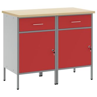 vidaXL Vidaxl - Mobile Da Lavoro 2 Pcs Rosso E Grigio 100 X 55 X 85 Cm
