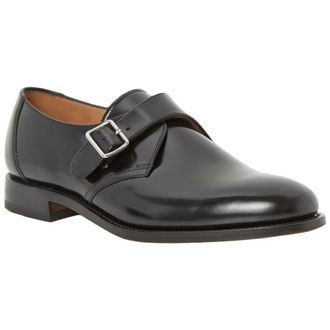 Loake 204B-BLK Leather Mens Hook and Loop Shoes - Black - Size:UK 10.5