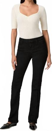 Paige High Rise Manhattan Boot Cut Jeans In Black