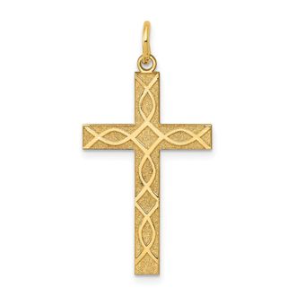 Diamond2Deal 14k Yellow Gold Laser Designed Cross Pendant
