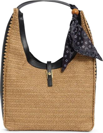 Steve Madden Bfreya Hobo Bag in Natural Raffia /Black Pu at Nordstrom Rack