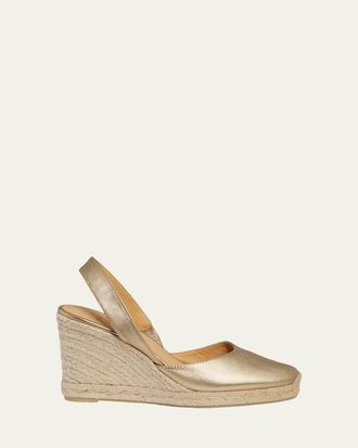 Castaner Carissa Metallic Leather Wedge Espadrilles