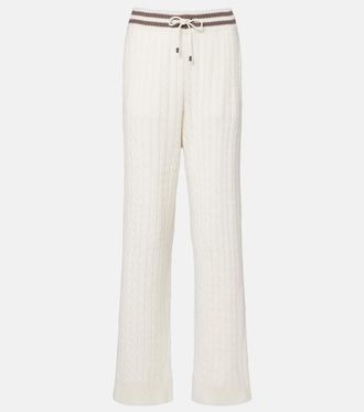 Brunello Cucinelli Cable-knit cashmere wide-leg pants