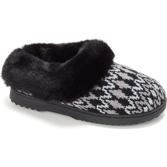 Dearfoams Hannah Festive Knit Clog Slipper in Black Combo at Nordstrom, Size X-Large