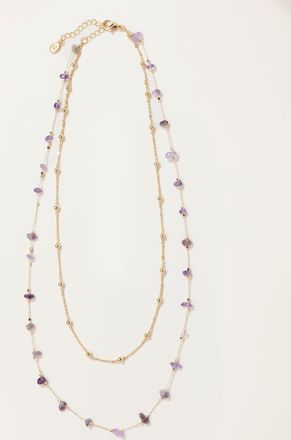 Fat Face FatFace Layered Stone Necklace in Purple