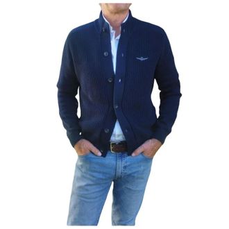 Aeronautica Aeronautica Militare, Cardigans, male, Blue, Size: S Sweatshirts Hoodies