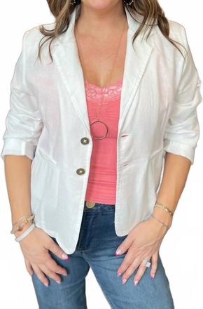 Elan Linen Blend Summer Blazer In White