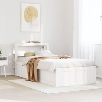 Berkfield Home Sleek Bed Frame with Headboard White 75x190 cm Small Single Solid