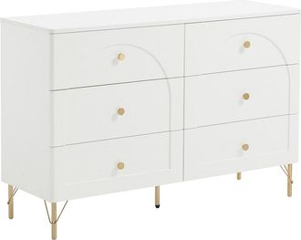 Vente-Unique C&oacute;moda 6 cajones - Blanco y dorado - ALOBARA