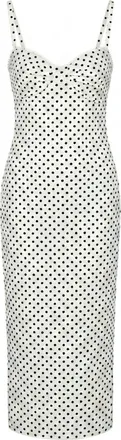 Mixray Strapless Polka Dot Tule Midi Jurk