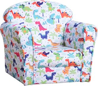 HOMCOM Childrens Armchair Kids Sofa Tub Chair Seat Cartoon Flannel Wooden | TJ Hughes