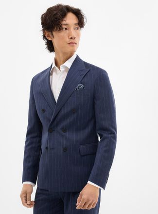 Le 31 Mens Banker-stripe jacket Wool weave by Marlane Reykjavik cut - Semi-fitted
