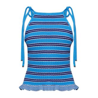 Ganni Sleeveless Tops, female, Blue, Size: L Backless Top