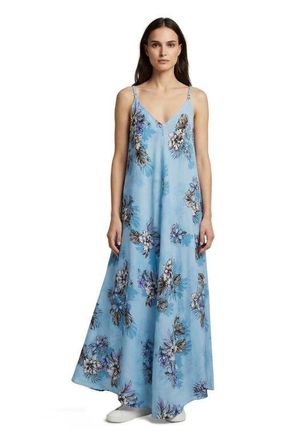 Lords of Harlech Exotic Floral Womens Linen Oversized Dress in Exotic Floral Teal at Nordstrom