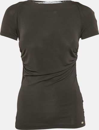 Elisabetta Franchi Black Jersey Ruched Top