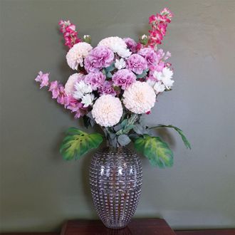 Leaf 75cm Dahlia Artificial Flowers Tropical Blossom Bubble Vase in Pink