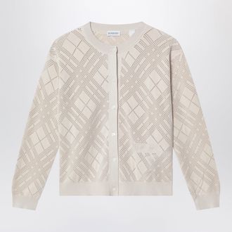 Burberry Cardigan in cotone traforato beige chiaro