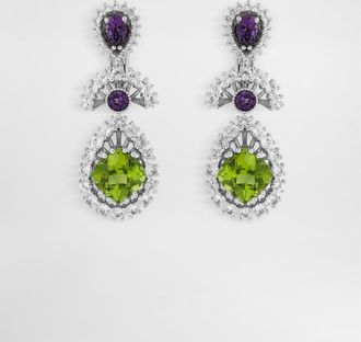 Dolce & Gabbana Eleganza Earrings 18-carat White Gold, Amethysts, Peridots, And Sapphires - Woman Earrings White Onesize