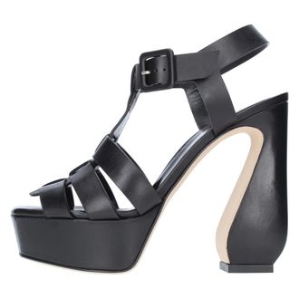 Sergio Rossi Schoenen, Dames, Zwart, 39 EU, Leer, Sandalen Zwart