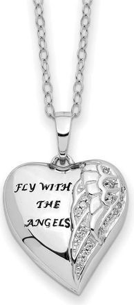 Diamond2Deal Sterling Silver Antiqued Cubic Zirconia Fly With The Angels Ash Holder Necklace