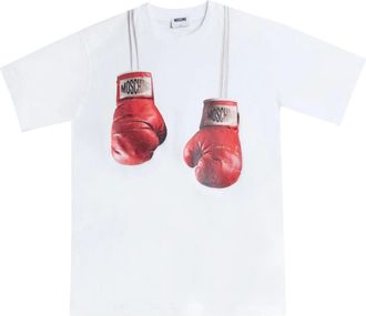 Moschino T-Shirts, male, White, Size: XS Boxe T-Shirt