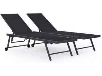 Habitat et Jardin Tumbonas En Textileno Y Aluminio jolia - Phoenix - Lote De 2 - Negro