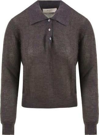 Beatrice .B Stijlvolle Polo T-shirts en Polos - Dames - V-hals truien - Bruin - M - Truien & Vesten