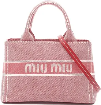 Miu Miu Borsa a mano denim two-way con logo anni 2010 - Rosso