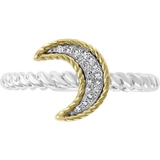 Effy Two-Tone Moon Diamond Ring - Size 7 - 0.06ctw in White at Nordstrom Rack