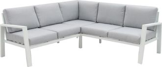 LOLAhome Sofá de jardín thais rinconera blanco de aluminio de 195x195x73 cm