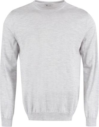 THE (ALPHABET) Ribbed Knit Edges - Heren - Cashmere truien - Grijs - 2XL - Kasjmier - Truien & Vesten