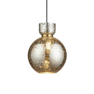 Netlighting Belvoir Dome Pendant Brass Plate & Mercury Glass 10W LED E27 in Yellow