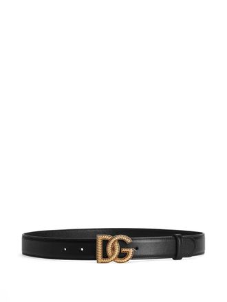Dolce & Gabbana logo-plaque leather belt - women - CALFSKIN - 100 - Black