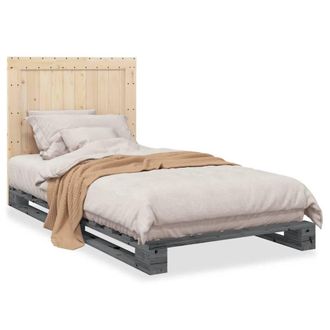 Berkfield Home Bed Frame without Mattress Grey 100x200 cm Solid Wood Pine
