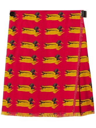 Burberry duck-print wool miniskirt - women - Wool - 10 - Red