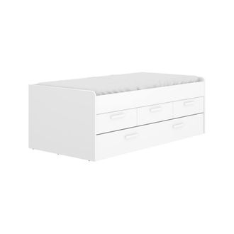 Dmora Cama Infantil Daaron, Estructura Con Segunda Cama Nido, Cama Individual Para Dormitorio Con 3 Cajones, 194x95h68 Cm, Blanco - Dmora
