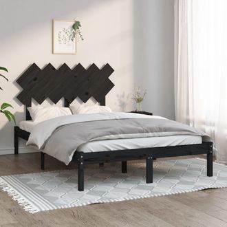 vidaXL Vidaxl - Estructura De Cama Doble De Madera Maciza Negro 135x190 Cm