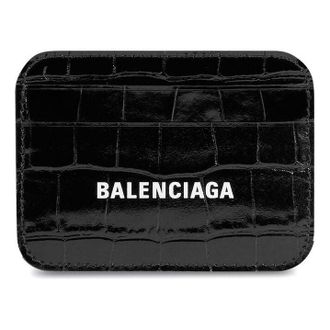 Balenciaga (WMNS) Balenciaga Cash Card Holder Crocodile Embossed Black White 5938121LRR39660