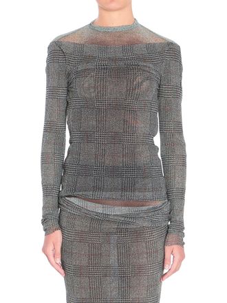 Jean Paul Gaultier Grey Prince of Wales Check Long-Sleeved Top