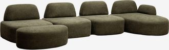 Sklum Sof&aacute; Modular Chaise Longue Derecho De 4 Piezas Y Puff Tapizado Giorgia Sklum