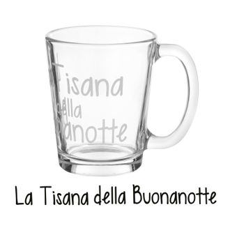 KASANOVA Tazzina in vetro 310 ml scritta Tisana buonanotte