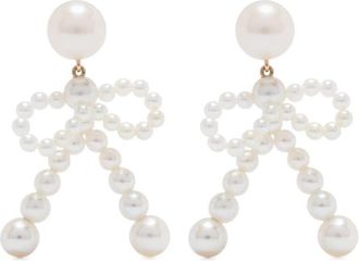 Sophie Bille Brahe 14kt yellow gold Bow freshwater pearl earrings - women - 14kt Recycled Yellow Gold/Pearl - One Size - Neutrals