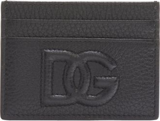 Dolce & Gabbana DG Puffy Logo Leather Card Case in Nero at Nordstrom
