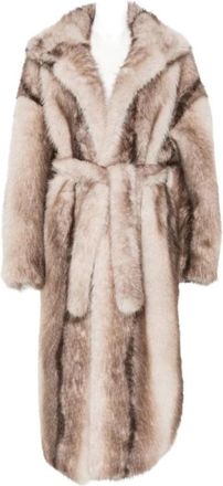 Frankie Shop Ravello Faux Fur Robe Coat - Dames - Jas met riem - Beige - S - Polyester - Jassen